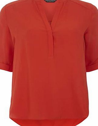 Dorothy Perkins Womens Red Roll Sleeve Shirt- Red DP05546082