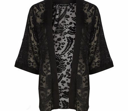 Dorothy Perkins Womens Rose Black Burnout Kimono- Black DP05512701