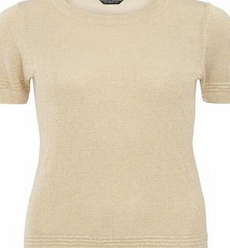 Dorothy Perkins Womens Rose Gold Sparkle Tee- Rose Gold DP55325029