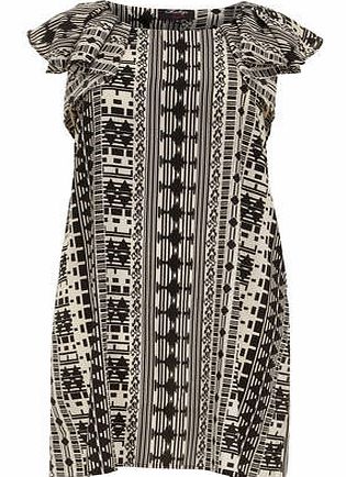 Dorothy Perkins Womens Rubys Closet Black White Aztec Frill