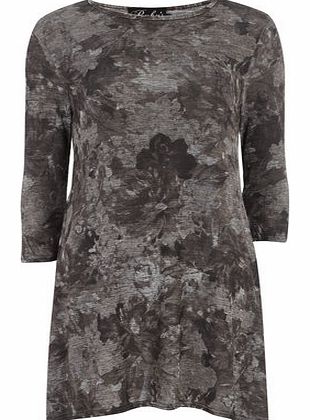 Womens Rubys Closet Grey Rose Print Tunic Dress-