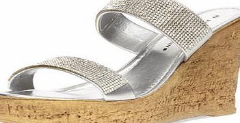 Dorothy Perkins Womens Silver double bling wedges- Silver