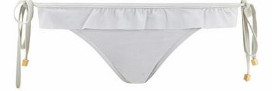 Womens Silver Ruffle Tie Side Bikini Bottoms-