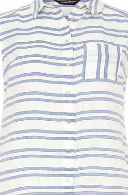 Dorothy Perkins Womens Sleeveless Striped Shirt- Blue DP67214810