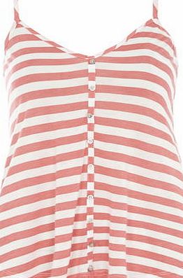 Dorothy Perkins Womens Stripe Button Cami- Ivory DP56427345