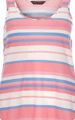 Dorothy Perkins Womens Stripe Scoop Vest Top- Pink DP56423145