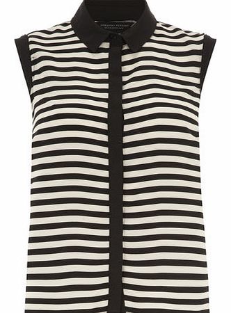 Dorothy Perkins Womens Stripe Sleeveless Shirt- Black DP05490103