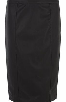 Dorothy Perkins Womens Tall black leather look pencil skirt-