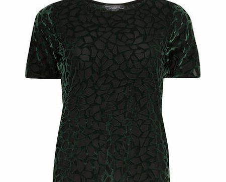 Dorothy Perkins Womens Tall Green Abstract Devore Tee- Green