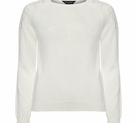 Dorothy Perkins Womens Tall Ivory Lace Insert Jumper- White