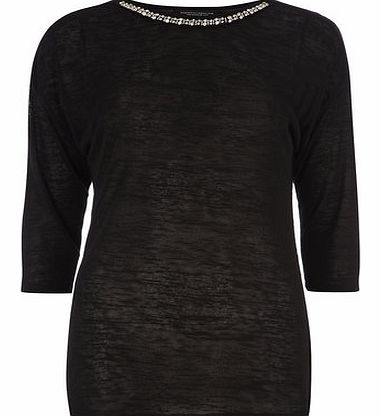 Dorothy Perkins Womens Tall Necklace Jersey Knit- Black DP56388810