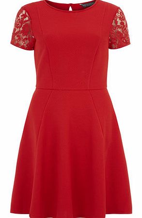 Womens Tall Red Waffle Lace Dress- Red DP07237006