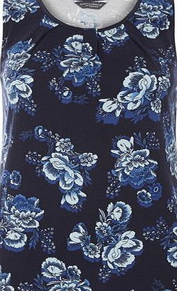 Dorothy Perkins Womens TALL:Folk Floral Satin Trim- Blue