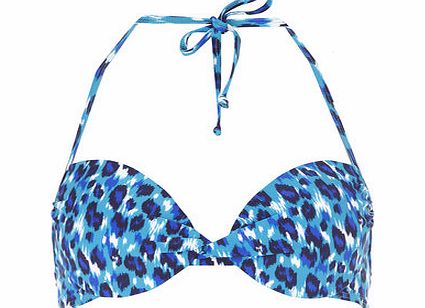 Dorothy Perkins Womens Teal Animal Plunge Bikini Top- Blue
