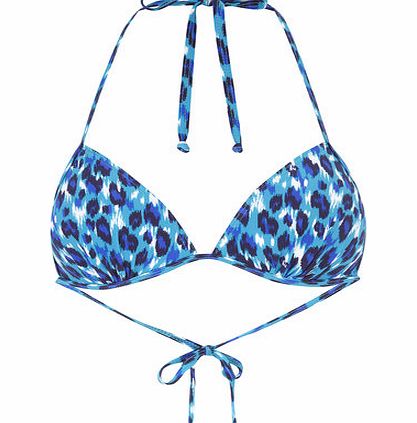 Dorothy Perkins Womens Teal Animal Print Triangle bikini top-
