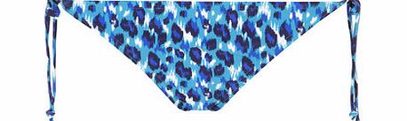 Dorothy Perkins Womens Teal Animal Tie Side bikini bottoms- Blue