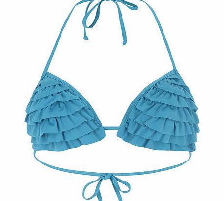 Dorothy Perkins Womens Teal Blue Ruffle Traingle bikini top-