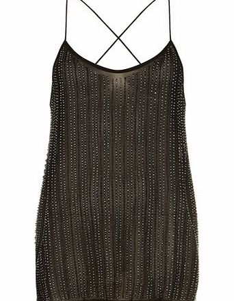 Dorothy Perkins Womens True decadence Sheer Beaded Tunic- Black