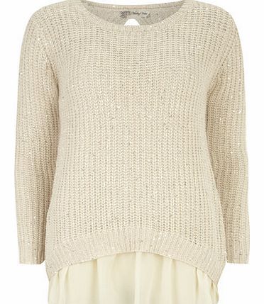 Dorothy Perkins Womens Voulez Vous Beige Chiffon Sequin Jumper-