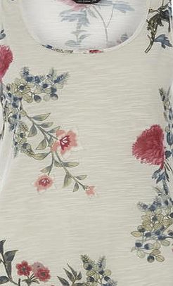 Dorothy Perkins Womens Watercolour Floral Scoop Vest Top- Ivory
