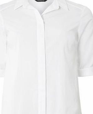 Dorothy Perkins Womens White 3/4 Sleeve Cotton Shirt- White