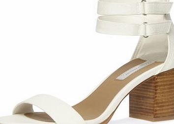 Dorothy Perkins Womens White ankle cuff block sandals- White