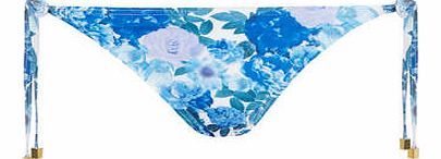 Dorothy Perkins Womens White/Blue Floral Tie Side Bikini