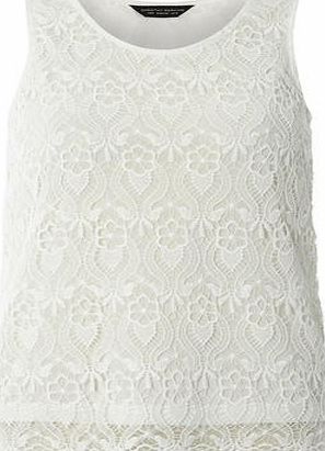 Dorothy Perkins Womens White Crochet Lace Shell- White DP05522320
