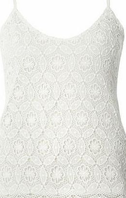 Dorothy Perkins Womens White Daisy Lace Cami Top- White DP05542320
