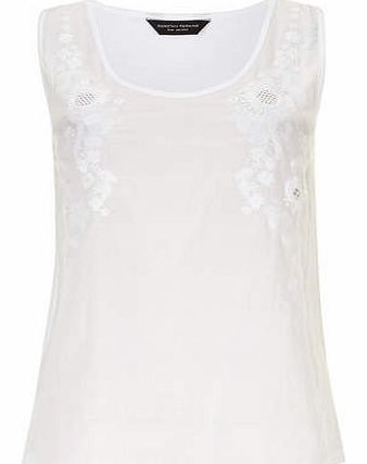 Dorothy Perkins Womens White Embroidered Front Vest- White