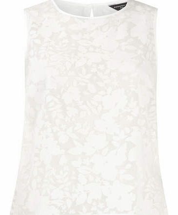 Dorothy Perkins Womens White Floral Burnout Shell Top- White