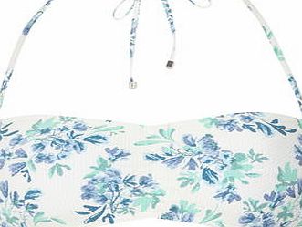 Dorothy Perkins Womens White Floral Textured Bandeau Bikini Top-