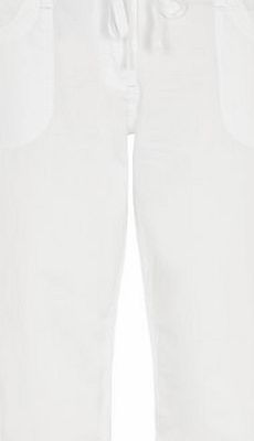 Dorothy Perkins Womens White Fly Front cotton Cropped Trousers-