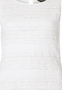 Dorothy Perkins Womens White Frill Lace Shell- White DP56420220