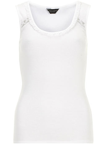 Dorothy Perkins Womens White rib and lace vest- White DP56340202