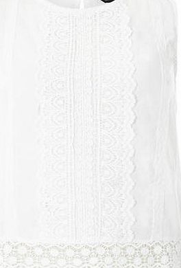Dorothy Perkins Womens White Scallop Embroidered Top- White