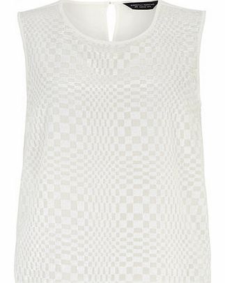 Dorothy Perkins Womens White Square Sequin Shell Top- White