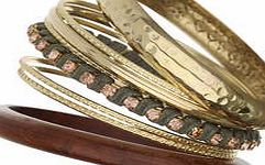 Womens Wood Multi Bangle Pack- Gold DP49815644