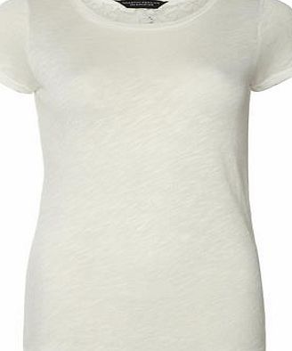 Dorothy Perkins Womens Zip and Lace Back Jersey Knit Top- Ivory