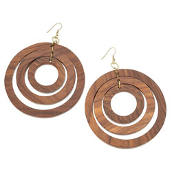 Wooden Ring Drop Earrings