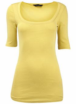 Dorothy Perkins Yellow 1/2 sleeve scoop top