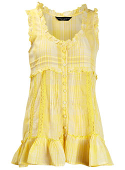 Dorothy Perkins Yellow lace trim check top
