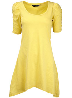 Dorothy Perkins Yellow ruched sleeve tunic top