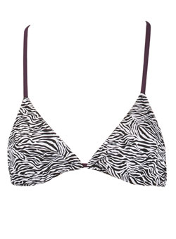 Zebra triangle bikini top