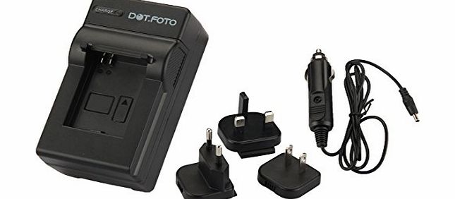 Dot.Foto Kodak LB-050 Travel Battery Charger - 100-240v Mains (UK, Europe, USA Plugs) - 12v in-car adapter [See Description for Compatibility]