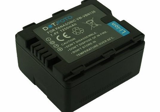 Panasonic VW-VBN130, VW-VBN130E-K PREMIUM Replacement Rechargeable Camcorder Battery from Dot.Foto with Dot.Foto InfoChip - 2 Year Warranty - Panasonic HDC-HS900, HDC-SD800, HDC-SD900, HDC-SD909, HDC-
