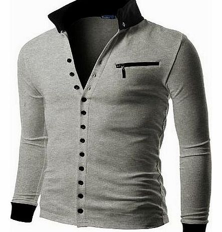 Mens Jersey Cardigan with Contrast Detail GRAY (EU-L)
