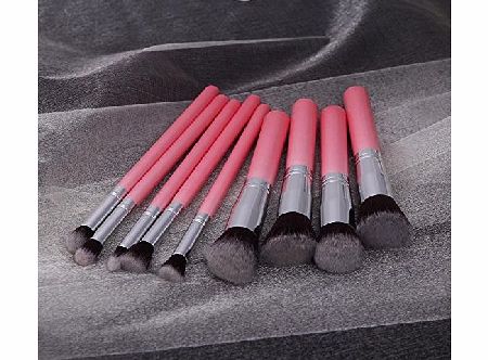 douself 9PCS Professional Wood Makeup Brush Set Thick   Thin brushes Cosmetic Tools Kit Pink