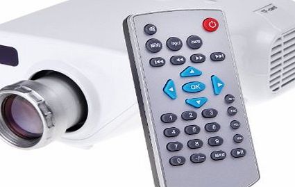 douself Mini 1080P HD Multimedia LED Projector Home Cinema AV VGA USB HDMI TF Video White 16:9 and 4:3 Aspect Ratio