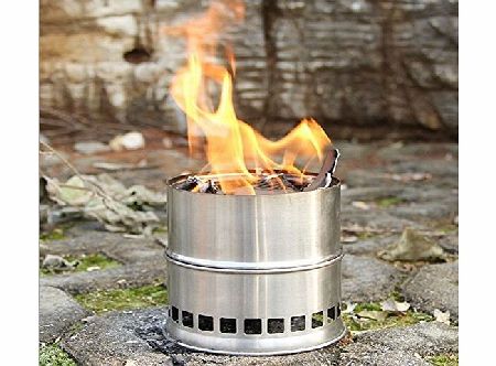douself Portable Stainless Steel Lightweight Wood Stove Solidified Alcohol Stove Outdoor Cooking Picnic BBQ Camping with Mesh Bag